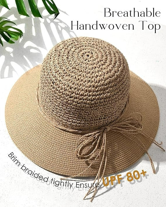 Sombrero de sol para mujer, marca FURTALK. Sombrero de fibra. Sombrero de playa con protección UPF UV. Sombrero plegable para viajes de verano.