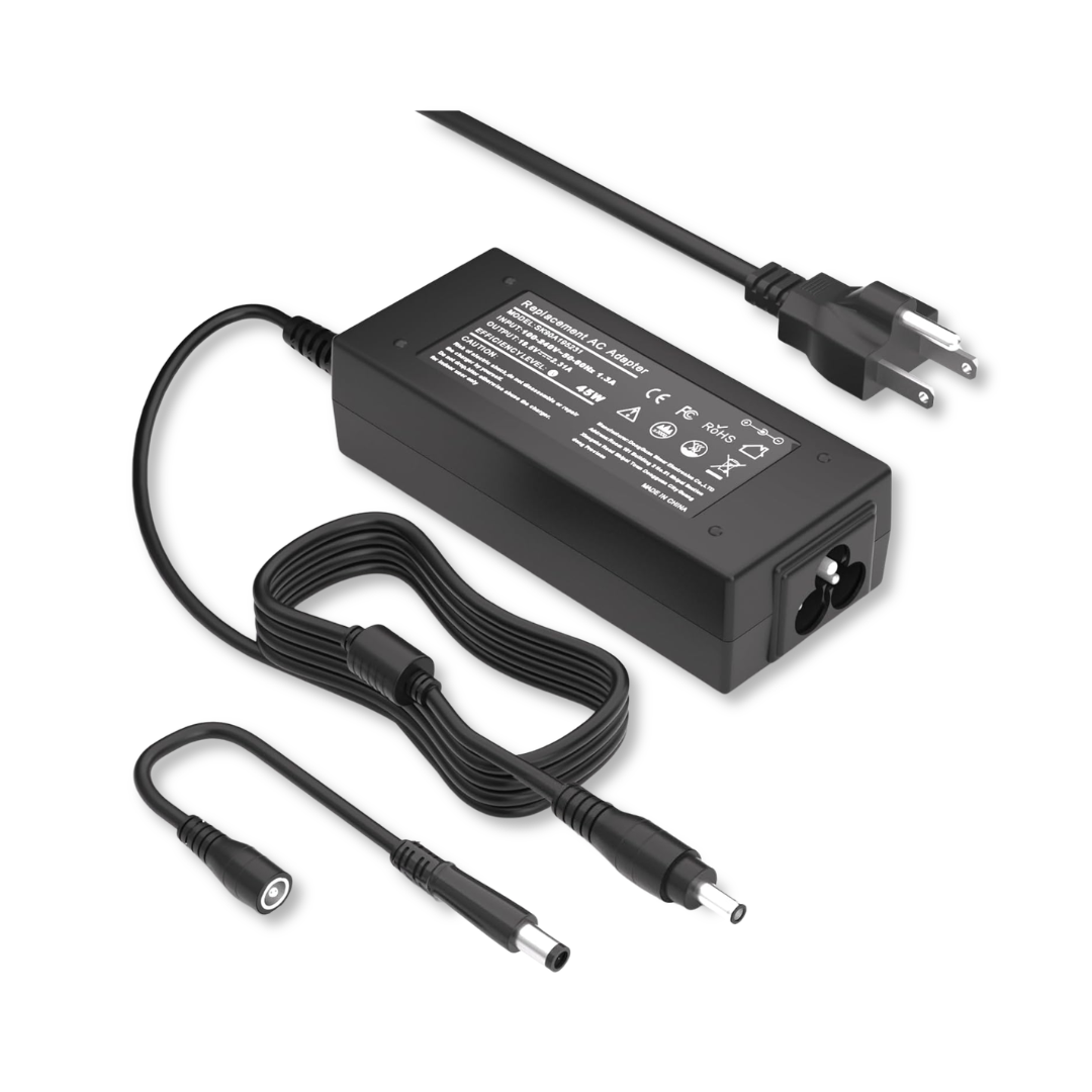 Cargador Adaptador de 45 W para laptop Dell compatible con Inspiron 11/13/14/15/17 3000 5000 7000 Series (3583 3593 5570) Latitude E5450 XPS 13-45 W AC 2 en 1 Cable de alimentación de computadora (4.5 x 3.0mm) Fuente de poder 19.5 V 2.31 A.