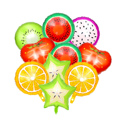 Paquete de 10 globos con forma de frutas tropicales. Piezas de decoracion para cumpleaños temática de frutas, globos metálicos de frutas tropicales, decoraciones de fiesta de frutas.