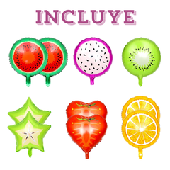 Paquete de 10 globos con forma de frutas tropicales. Piezas de decoracion para cumpleaños temática de frutas, globos metálicos de frutas tropicales, decoraciones de fiesta de frutas.