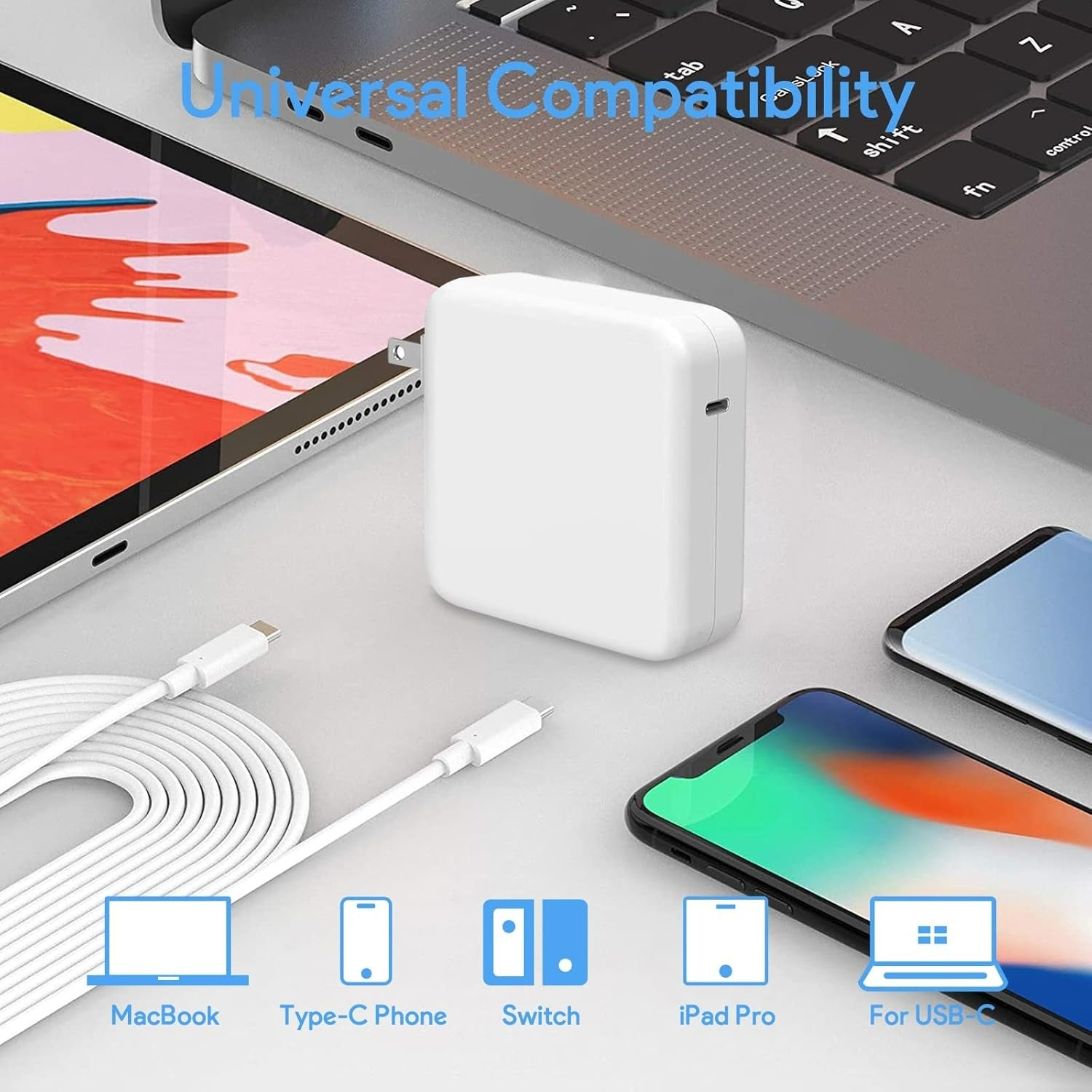 Cargador para Mac Book Pro - Mac Book Pro Charger - 87W USB C Power Adapter. Incluye cable de carga de 6.6 Pies (2 mts. o 200 cm.)