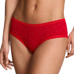 Cheeky Panty VS. Panti Victoria Secret para mujer. Color rojo con detalles de encaje.