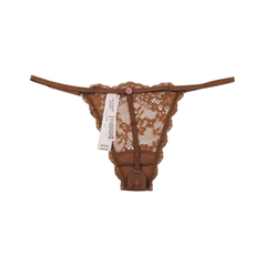 Thong Panty VS. Panti Victoria Secret para mujer. Color moca de encaje. Tanga.