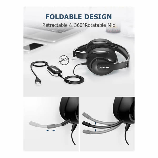 Audifonos / Auriculares Mpow USB con Microfono - Ideal para Conferencias