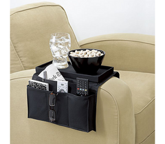 Organizador de reposabrazos - De 6 bolsillos con bandeja superior - Color negro