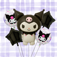 Juego de Globos metálicos Sanrio Kuromi, suministros de decoración para fiesta de cumpleaños de niña, decoración para Baby Shower, 5 piezas de globos foil.