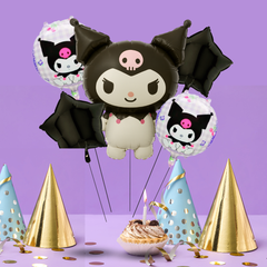 Juego de Globos metálicos Sanrio Kuromi, suministros de decoración para fiesta de cumpleaños de niña, decoración para Baby Shower, 5 piezas de globos foil.