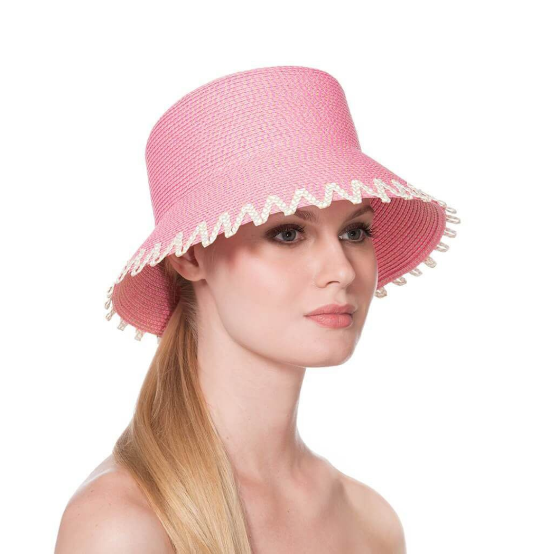 Sombrero Genuino de Diseñador Eric Javits NY - Eloise - Color Pink Mix.