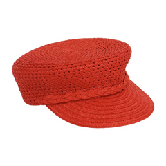 Sombrero Genuino de Diseñador Eric Javits NY - Capitan Cap - Color Rojo.
