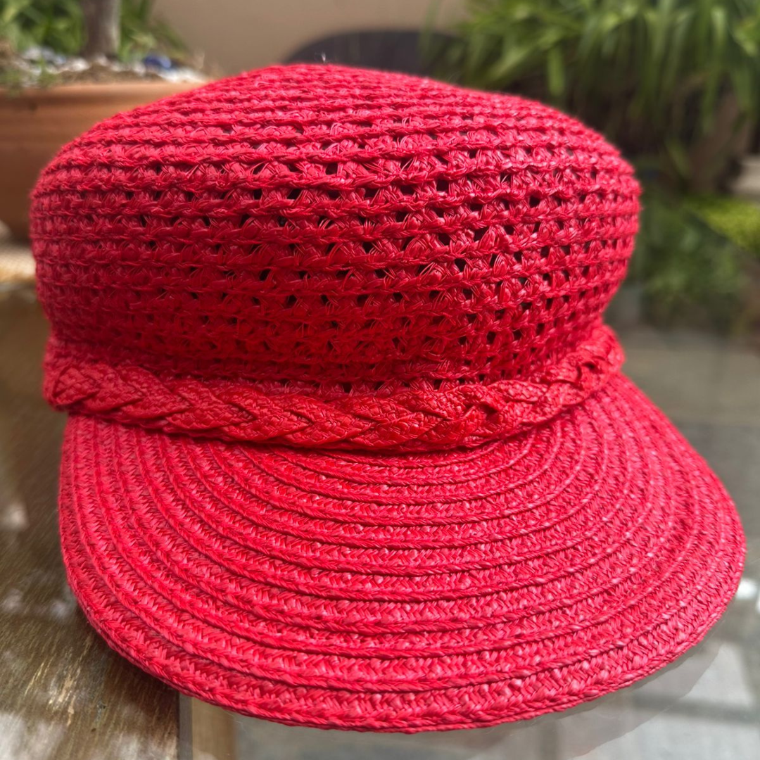 Sombrero Genuino de Diseñador Eric Javits NY - Capitan Cap - Color Rojo.