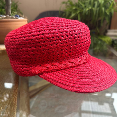 Sombrero Genuino de Diseñador Eric Javits NY - Capitan Cap - Color Rojo.