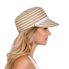 Sombrero Genuino de Diseñador Eric Javits NY - Dame Cap - Color White Mix.