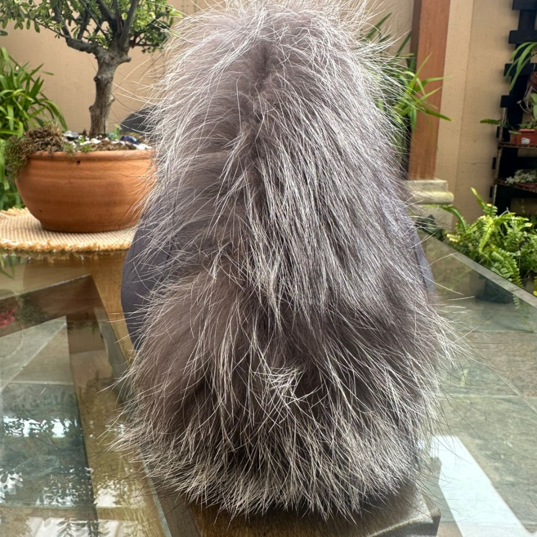 Sombrero Genuino de Diseñador Eric Javits NY - Fur Ear Muffs (Orejeras) - Color Silver Fox.