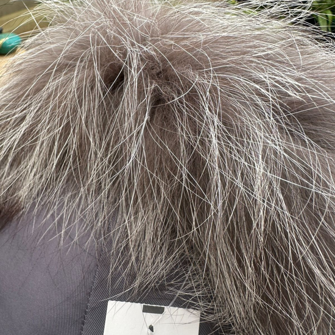 Sombrero Genuino de Diseñador Eric Javits NY - Fur Ear Muffs (Orejeras) - Color Silver Fox.