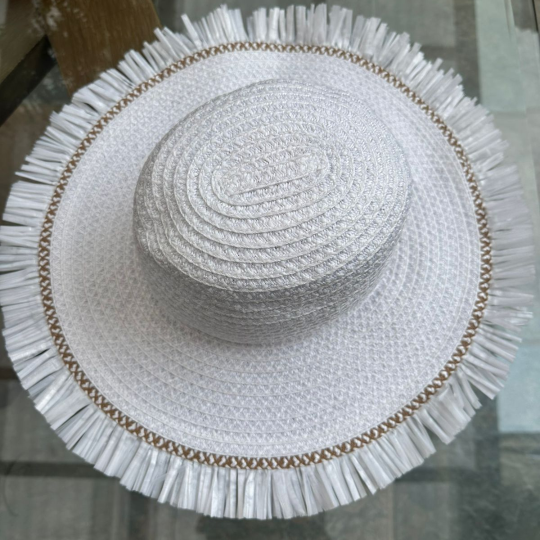 Sombrero Genuino de Diseñador Eric Javits NY - Havana - Color White Mix.