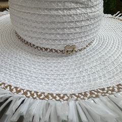 Sombrero Genuino de Diseñador Eric Javits NY - Havana - Color White Mix.