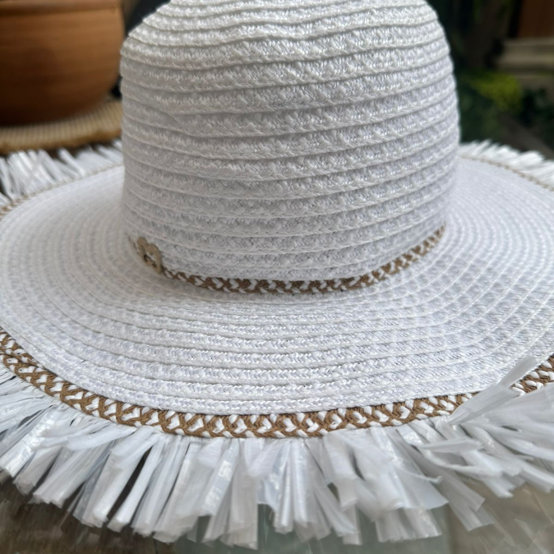 Sombrero Genuino de Diseñador Eric Javits NY - Havana - Color White Mix.
