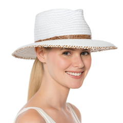 Sombrero Genuino de Diseñador Eric Javits NY - SQ Feliz - Color White Mix.