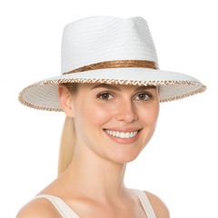 Sombrero Genuino de Diseñador Eric Javits NY - SQ Feliz - Color White Mix.