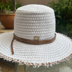 Sombrero Genuino de Diseñador Eric Javits NY - SQ Feliz - Color White Mix.