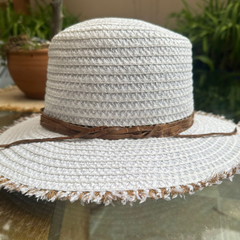 Sombrero Genuino de Diseñador Eric Javits NY - SQ Feliz - Color White Mix.
