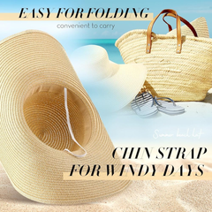 Sombrero de ala ancha para mujer , plegable, con protección solar UPF 50+, para verano. Sombrero de playa.
