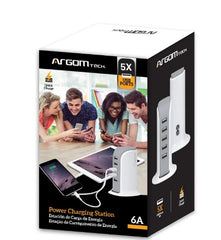 ARGOM Cargador USB Torre 6A 5P 110/220W