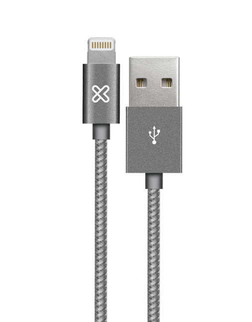 Klip Xtreme - Cable lightning, Trenzado, Color plata