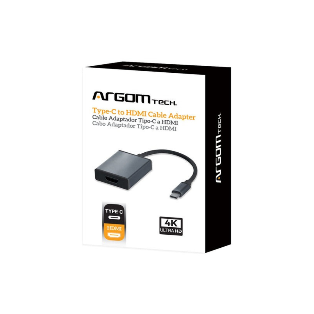 Cable Adaptador Tipo-C a HDMI Marca ARGOMtech. Type-C Male to HDMI Female Cable Adapter.
