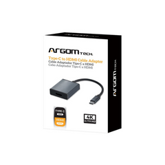 Cable Adaptador Tipo-C a HDMI Marca ARGOMtech. Type-C Male to HDMI Female Cable Adapter.