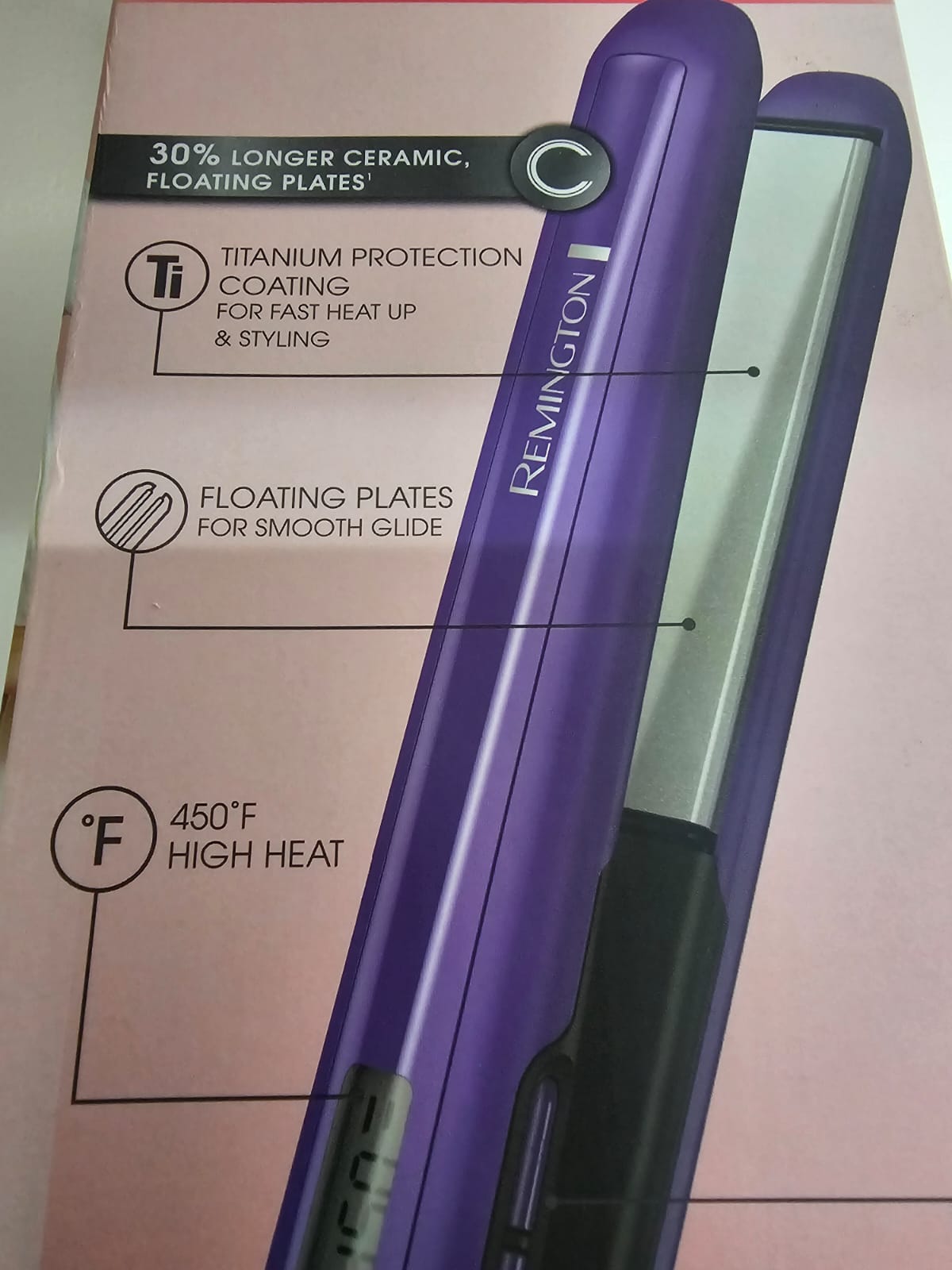 Remington S5500 Plancha Antiestática con Placas de Cerámica Flotantes y Controles Digitales - Color morado