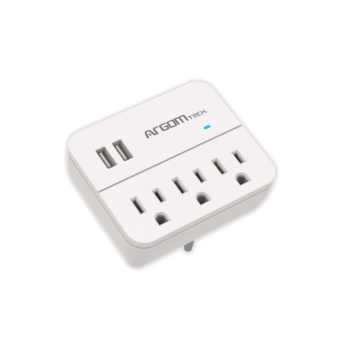 Tomacorriente, Regleta con Protector de voltaje, Estación De Carga Protector Contra Sobretensiones 3 Tomas/2 Usb. Color Blanco