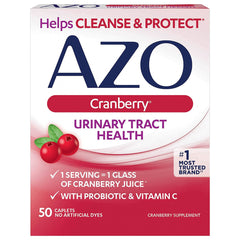 AZO Suplemento 50 Pildoras Cranberry Para La Salud del Tracto Urinario Sin Azucar